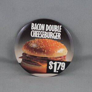 1980s Mc Donald's Staff Pin -The introduction of the Bacon Double Cheeseburger!!